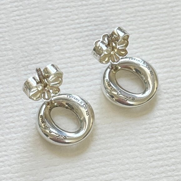 Tiffany & Co. Earrings Silver Elsa Peretti Sevillana Studs with Pouch Box EUC - Picture 5 of 11